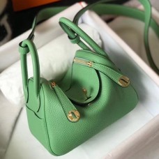 Hermes Lindy Mini Bag In Vert Criquet Clemence Calfskin Hermes Lindy Mini Bag In Vert Criquet Clemence Calfskin