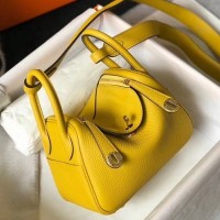 Hermes Mini Lindy Bag In Yellow Clemence Leather Hermes Mini Lindy Bag In Yellow Clemence Leather