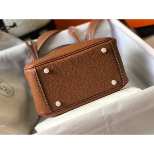 Lindy leather handbag Hermès Brown in Leather - 36049391