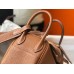 Hermes Mini Lindy Bag In Brown Clemence Leather