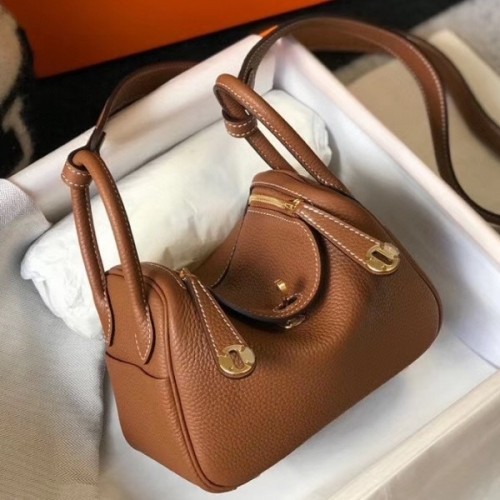 Hermes Gold Brown Tan Clemence Mini Lindy Handbag Bag –, 43% OFF