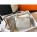 Hermes Mini Lindy Bag In Pearl Grey Clemence Leather