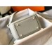 Hermes Mini Lindy Bag In Pearl Grey Clemence Leather