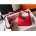 Hermes Mini Lindy Bag In Red Clemence Leather