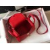 Hermes Mini Lindy Bag In Red Clemence Leather