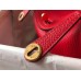 Hermes Mini Lindy Bag In Red Clemence Leather