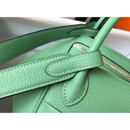 Replica Hermes Lindy Mini Bag In Vert Criquet Clemence Leather GHW