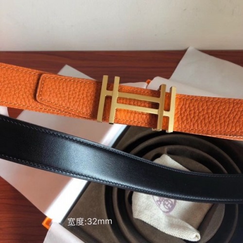 H au Carre belt buckle & Leather strap 32 mm