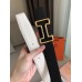 Hermes Tonight 38MM Reversible Belt In Black/White Epsom Leather