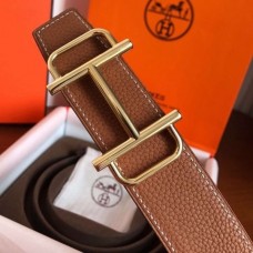 Hermes Royal 38MM Reversible Belt In Brown Clemence Leather Hermes Royal 38MM Reversible Belt In Brown Clemence Leather