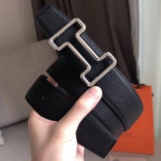 Hermes Tonight 38MM Reversible Belt In Black Clemence Leather Hermes Tonight 38MM Reversible Belt In Black Clemence Leather