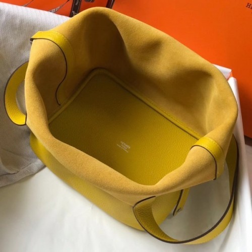 Hermès Clemence Picotin Lock 22 - Yellow Bucket Bags, Handbags