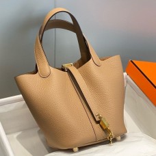 Hermes Picotin Lock 18 Bag In Chai Clemence Leather Hermes Picotin Lock 18 Bag In Chai Clemence Leather
