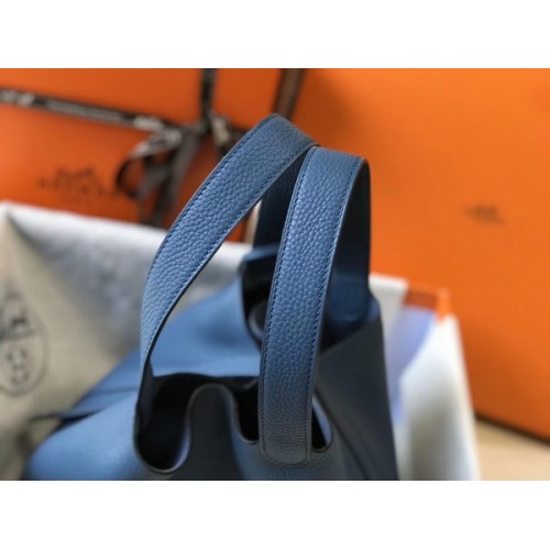 Hermes Picotin Lock Touch Bag 18cm Gris Mouette Blue Agate Limited