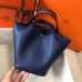 Hermes Sapphire Picotin Lock 18 Bag With Braided Handles