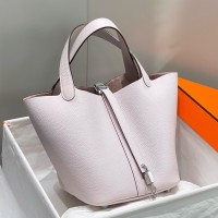 Hermes Picotin Lock 22 Bag In Mauve Pale Clemence Leather Hermes Picotin Lock 22 Bag In Mauve Pale Clemence Leather