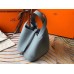 Hermes Blue Lin Picotin Lock MM 22cm Bag