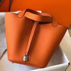 Hermes Orange Picotin Lock MM 22cm Bag