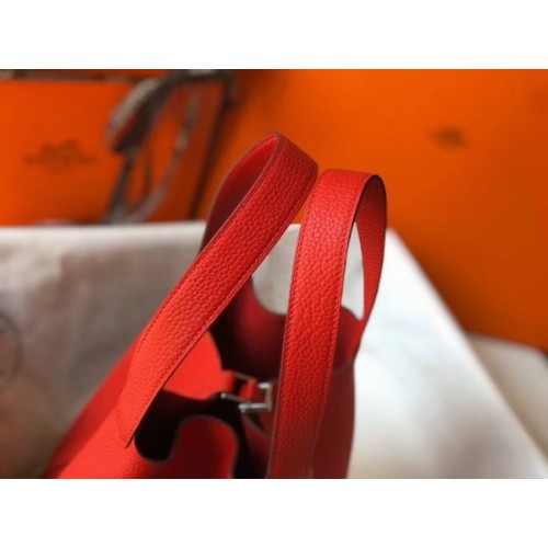 Hermes Red Picotin Lock MM 22cm Bag 