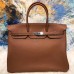 Hermes Brown Clemence Birkin 40cm Handmade Bag