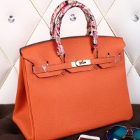 Hermes Orange Clemence Birkin 40cm Handmade Bag Hermes Orange Clemence Birkin 40cm Handmade Bag