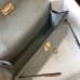 Hermes Kelly Pochette Bag In Blue Glacier Epsom Leather