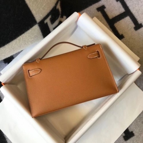 Replica Hermes Kelly Pochette Bag In God Epsom Leather