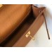 Hermes Kelly Pochette Bag In Gold Epsom Leather