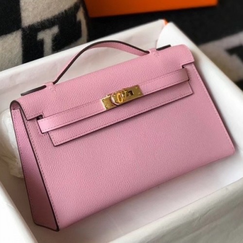 Hermes Kelly Pochette Rose Confetti Epsom Palladium Hardware #X - Vendome  Monte Carlo