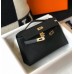 Hermes Kelly Pochette Bag In Black Epsom Leather