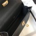 Hermes Kelly Pochette Bag In Black Epsom Leather