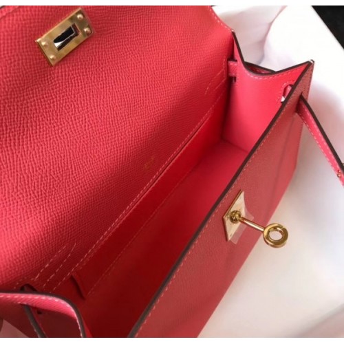 HERMES Epsom Kelly Pochette Clutch Rose Confetti 86947