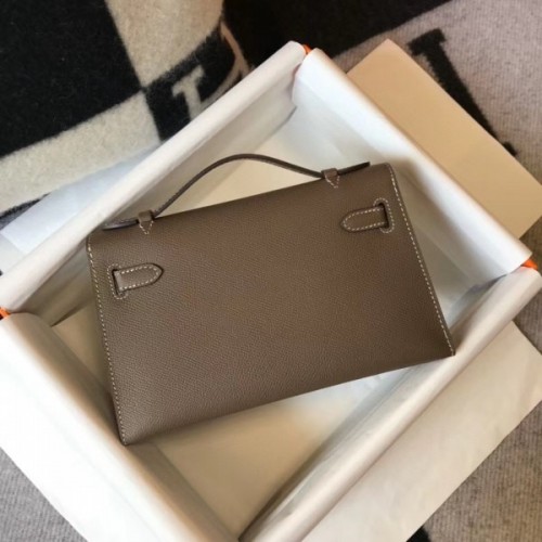 Replica Hermes Jige Elan 29 Clutch In Taupe Grey Epsom Leather