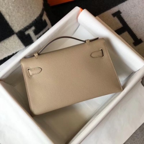 Replica Hermes Kelly Pochette Bag In Gris Tourterelle Epsom Leather