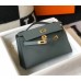 Hermes Kelly Pochette Bag In Vert Amande Epsom Leather