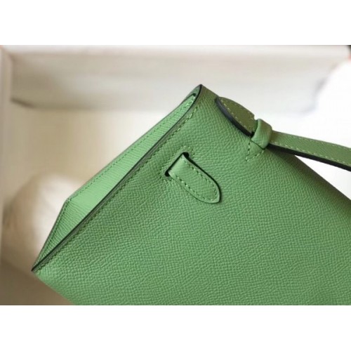 Replica Hermes Kelly Pochette Handmade Bag In Vert Cypres Epsom