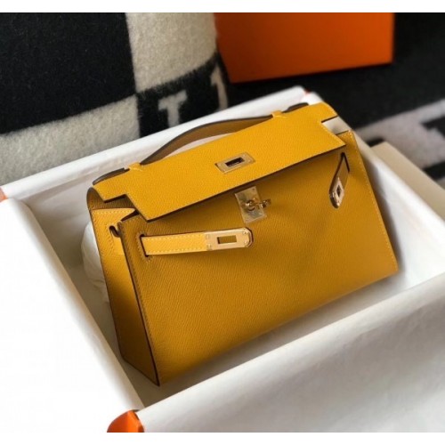 Replica Hermes Kelly Pochette Bag In God Epsom Leather