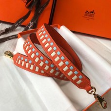 Hermes Orange Tressage Cuir 25MM Bag Strap