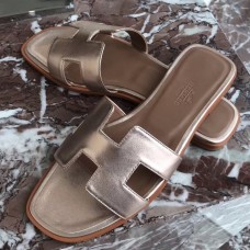 Hermes Oran Sandals In Champagne Swift Leather Hermes Oran Sandals In Champagne Swift Leather