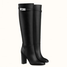 Hermes Story Boots In Black Calfskin Leather Hermes Story Boots In Black Calfskin Leather