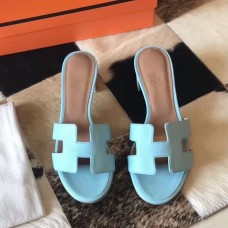Hermes Oasis Sandals In Blue Atoll Epsom Leather Hermes Oasis Sandals In Blue Atoll Epsom Leather