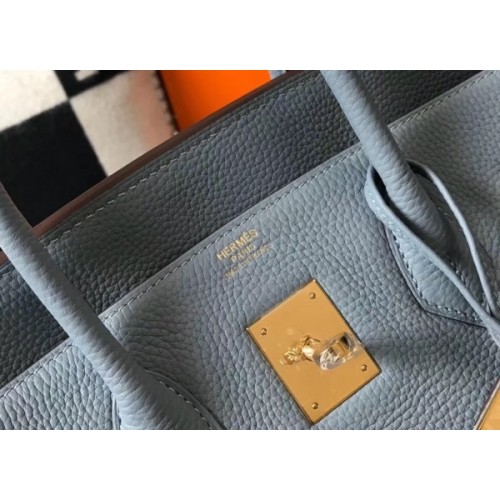 Imitation Hermes Birkin 30cm 35cm Bag In Blue Lin Epsom Leather HJ01139