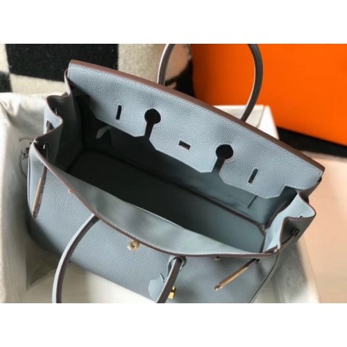 Imitation Hermes Birkin 30cm 35cm Bag In Blue Lin Epsom Leather HJ01139