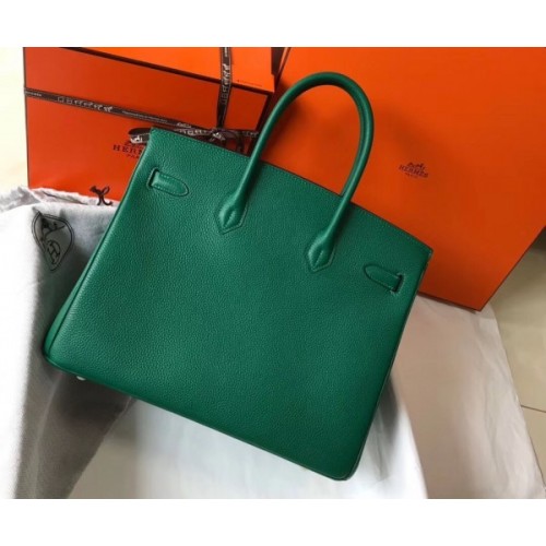 1:1 Hermes Malachite Clemence Birkin 35cm Handmade Bag HJ00354