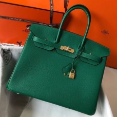 Hermes Malachite Clemence Birkin 30cm 35cm Handmade Bag