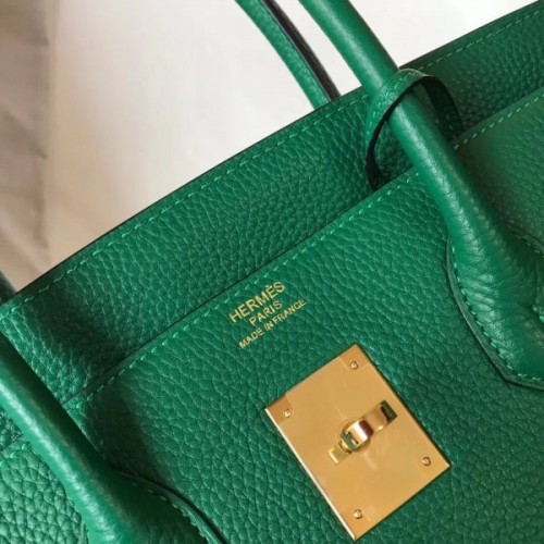 1:1 Hermes Malachite Clemence Birkin 35cm Handmade Bag HJ00354