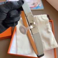 Hermes Kelly 18 Belt in Blue Glacier Epsom Calfskin
