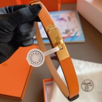 Hermes Orange Epsom Kelly Belt With Palladium Hardware
