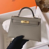 Hermes Gray Epsom Kelly Mini II 20cm Handmade Bag Hermes Gray Epsom Kelly Mini II 20cm Handmade Bag