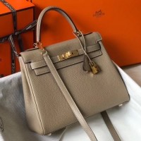 Hermes Grey Clemence Kelly 25cm GHW Bag Hermes Grey Clemence Kelly 25cm GHW Bag
